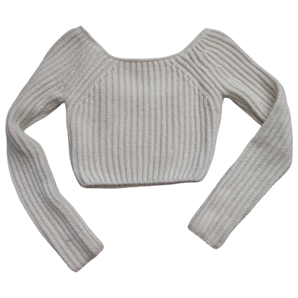 ASTR THE LABEL Mallory Off Shoulder Cream Ribbed Knit Sweater Crop Top  Small - Picture 6 of 11